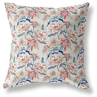 Amrita Sen Roses Sprayed Stars Indoor/Outdoor Pillow in Light Green Red Indigo 20x20