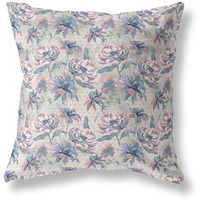 Amrita Sen Roses Sprayed Stars Indoor/Outdoor Pillow in Green Pink 18x18