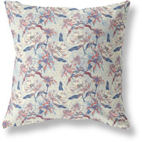Amrita Sen Roses Sprayed Stars Indoor/Outdoor Pillow in White Blue 26x26