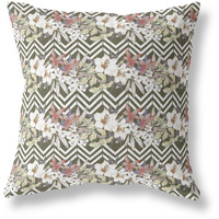 Amrita Sen Lily Garden Stripes Indoor/Outdoor Pillow in Brown Red 28x28