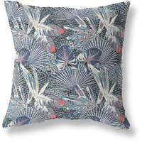 Amrita Sen Designs Plant Illusion Indoor/Outdoor Fabric Pillow in Gray Purple Indigo 16x16