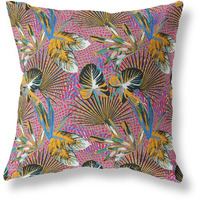 Amrita Sen Plant Illusion Indoor/Outdoor Pillow in Gold Black Purple 28x28