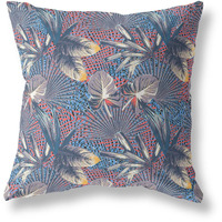 Amrita Sen Plant Illusion Indoor/Outdoor Pillow in Gray Indigo Red 18x18