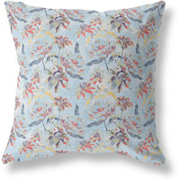 Amrita Sen Roses Sprayed Stars Indoor/Outdoor Pillow in Light Blue Indigo Red 18x18