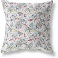Amrita Sen Designs Roses Sprayed Stars Indoor/Outdoor Fabric Pillow in Light Green Gray 20x20