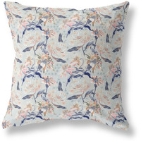 Amrita Sen Roses Sprayed Stars Indoor/Outdoor Pillow in Light Blue Pink Indigo 28x28