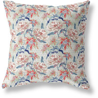 Amrita Sen Roses Sprayed Stars Indoor/Outdoor Pillow in Light Green Red Indigo 18x18