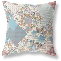 Amrita Sen Arizona Floral Patches Indoor/Outdoor Pillow in Gold Cream Peach 18x18