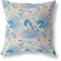 Amrita Sen Plant Illusion Indoor/Outdoor Pillow in Light Blue Pink 26x26