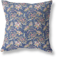 Amrita Sen Designs Roses Sprayed Stars Indoor/Outdoor Fabric Pillow in Blue Yellow 20x20