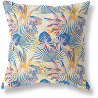Amrita Sen Plant Illusion Indoor/Outdoor Pillow in Blue Cream 18x18