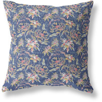 Amrita Sen Roses Sprayed Stars Indoor/Outdoor Pillow in Blue Yellow 18x18