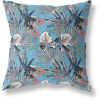 Amrita Sen Plant Illusion Indoor/Outdoor Pillow in Black Blue 28x28
