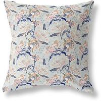 Amrita Sen Roses Sprayed Stars Indoor/Outdoor Pillow in Light Blue Pink Indigo 16x16