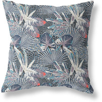 Amrita Sen Plant Illusion Indoor/Outdoor Pillow in Gray Purple Indigo 18x18
