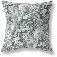 Amrita Sen Sea Garden Rose Indoor/Outdoor Pillow in Gray 16x16