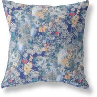 Amrita Sen Sea Garden Rose Indoor/Outdoor Pillow in Gray Orange 28x28