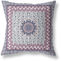 Amrita Sen Designs Holy Tie Die Flower Indoor/Outdoor Fabric Pillow in Muted Pink Gray 18x18