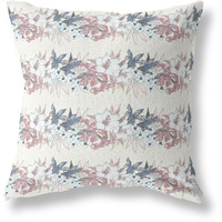 Amrita Sen Lily Garden Stripes Indoor/Outdoor Pillow in White Pink 26x26