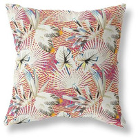 Amrita Sen Plant Illusion Indoor/Outdoor Pillow in White Yellow Red 18x18
