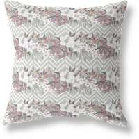Amrita Sen Designs Lily Garden Stripes Indoor/Outdoor Fabric Pillow in Gray Pink 28x28