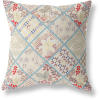 Amrita Sen Fall Patch Snowflowers Indoor/Outdoor Pillow in Cream Magenta Red 26x26