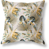 Amrita Sen Designs Plant Illusion Indoor/Outdoor Fabric Pillow in Yellow Pink 28x28
