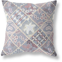 Amrita Sen Fall Patch Snowflowers Indoor/Outdoor Pillow in Gray Pink White 18x18