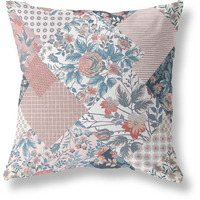 Amrita Sen Arizona Floral Patches Indoor/Outdoor Pillow in Pink Light Blue 28x28