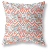 Amrita Sen Lily Garden Stripes Indoor/Outdoor Pillow in Peach 18x18
