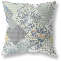 Amrita Sen Arizona Floral Patches Indoor/Outdoor Pillow in Light Gray Cream 20x20