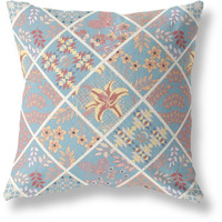 Amrita Sen Fall Patch Snowflowers Indoor/Outdoor Pillow in Light Blue Yellow 26x26
