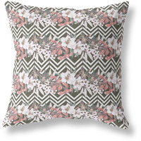 Amrita Sen Designs Lily Garden Stripes Indoor/Outdoor Fabric Pillow in Brown Pink 28x28