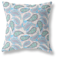 Amrita Sen Paisley on Abstract Indoor/Outdoor Pillow in Blue Green Pink 18x18