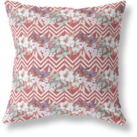 Amrita Sen Lily Garden Stripes Indoor/Outdoor Pillow in Red White 28x28