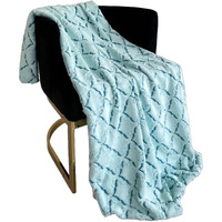 Plutus Brands Light Blue Diamond Faux Fur Luxury Throw Blanket