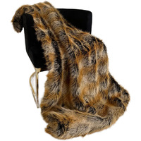 Plutus Brands Brown Gold Chinchilla Faux Fur Luxury Throw Blanket