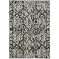 HomeRoots 508941 4 x 6 ft. Ivory Charcoal Gray Blue Rust Gold & Brown Oriental Power Loom Stain Resistant Rectangle Area Rug