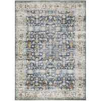 HomeRoots 510383 4 x 6 ft. Blue Gold Rust Ivory & Olive Oriental Printed Stain Resistant Non Skid Rectangle Area Rug