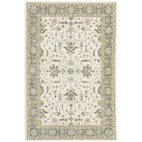 HomeRoots 510095 3 x 5 ft. Ivory Gray & Blue Oriental Power Loom Stain Resistant Rectangle Area Rug