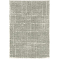 HomeRoots 510866 10 x 13 ft. Gray & Ivory Geometric Shag Power Loom Stain Resistant Rectangle Area Rug