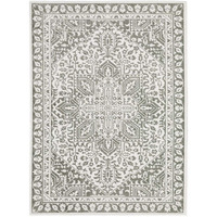 HomeRoots 507963 3 x 5 ft. Gray & White Oriental Power Loom Stain Resistant Rectangle Area Rug