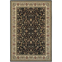 HomeRoots 509101 4 x 6 ft. Black & Ivory Oriental Power Loom Stain Resistant Rectangle Area Rug