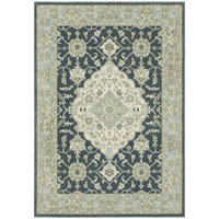 HomeRoots 508455 10 x 13 ft. Teal Blue Ivory Green & Gray Oriental Power Loom Stain Resistant Rectangle Area Rug