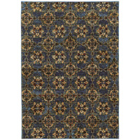 HomeRoots 510035 5 x 7 ft. Blue & Gold Oriental Power Loom Stain Resistant Rectangle Area Rug