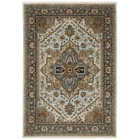 HomeRoots 508075 3 x 5 ft. Oriental Power Loom Area Rug with Fringe Brown & Ivory