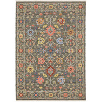 HomeRoots 509279 6 x 9 ft. Gray Salmon Pink Gold Blue Rust Deep Blue Ivory & Green Oriental Power Loom Stain Resistant Rectangle Area Rug with Fringe