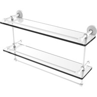 Allied Brass WP-2TB/22-GAL-WHM 22 Inch Gallery Double Glass Towel Bar Shelf, Matte White