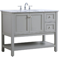 Elegant Decor Metropolis 42" Single Marble Top Bathroom Vanity in Gray