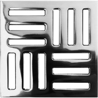 OASI 3.75 Inch Premium Stainless Steel Grate for 4 Inch Drain - Contempo - Polished Chrome Designer Custom Grates Metal Drain Cover Plate